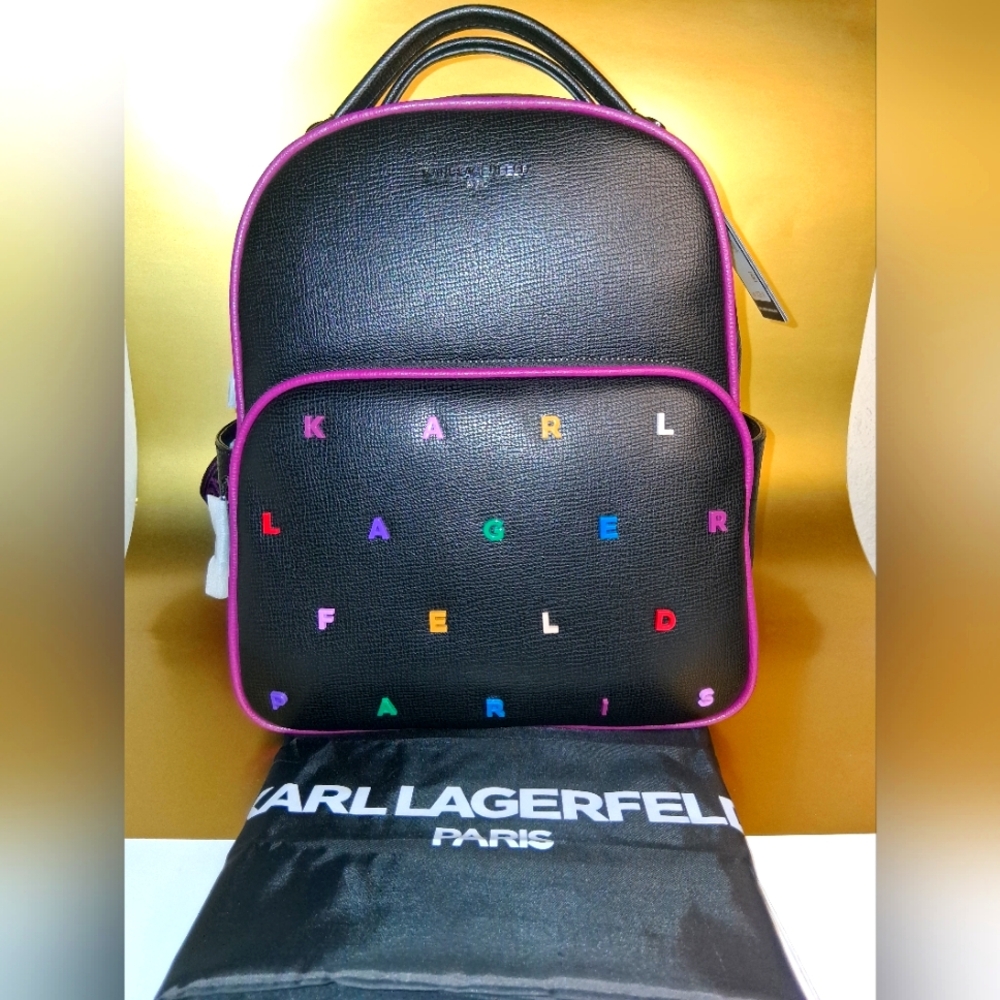 Karl Lagerfeld Black Backpack with Multicolor Letters
